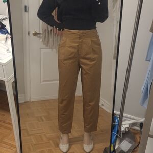 Dynamite Tan Cropped Paper Bag/balloon Trousers